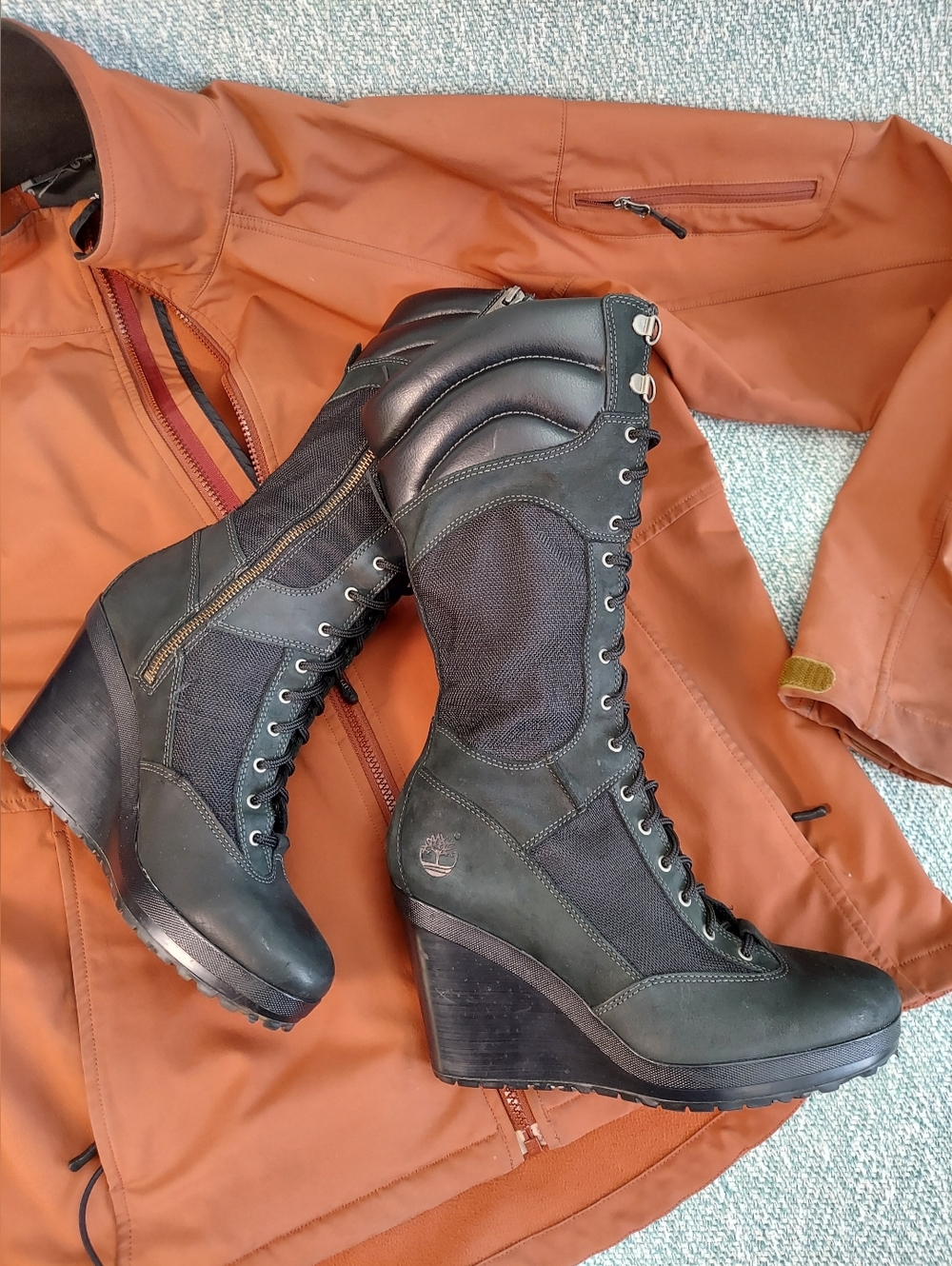 Timberland Tall Wedge Lace-Up Boot · Women's Size 9 · Black · Style 23618